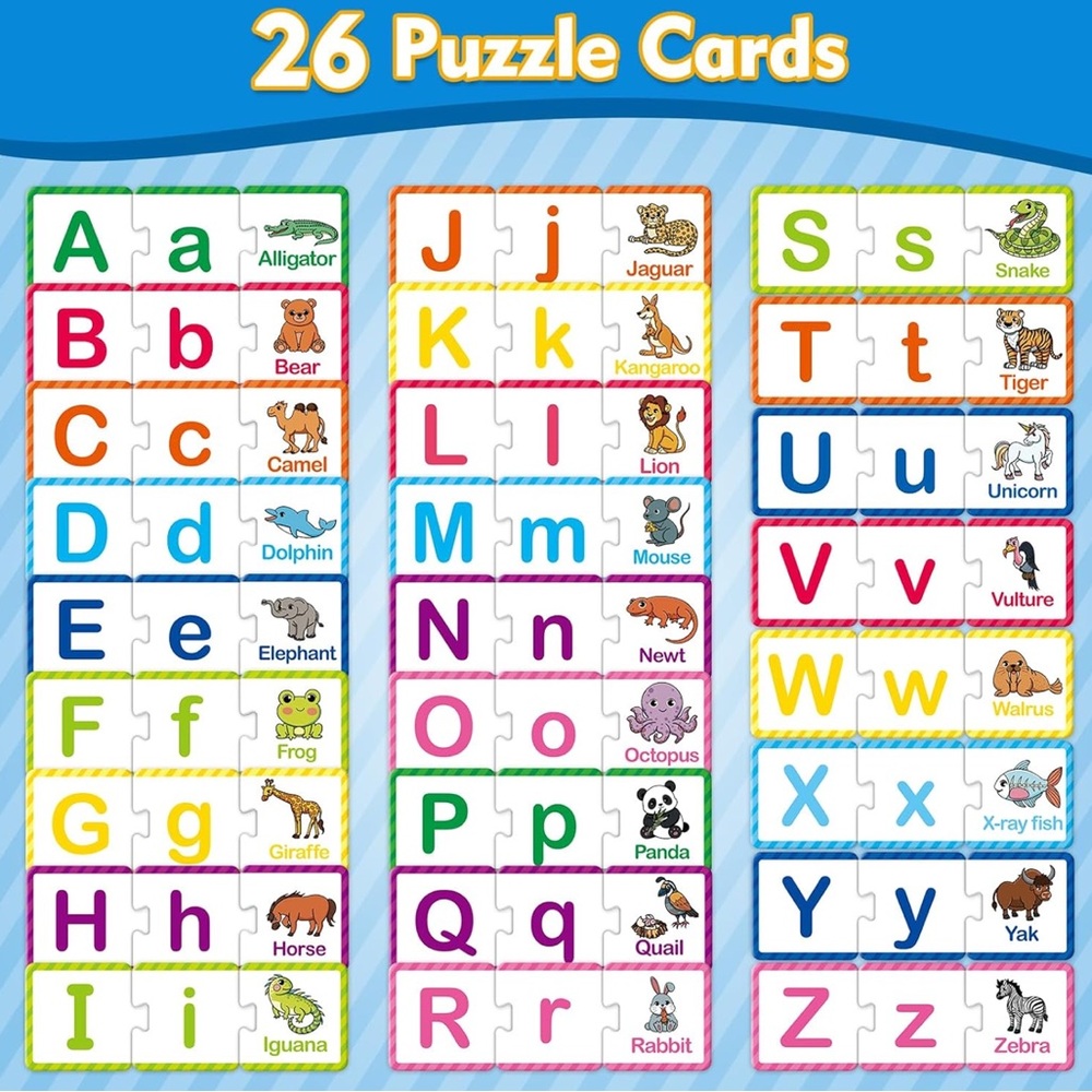 Alphabet Puzzle Cards - Uppercase and Lowercase Letters - Learning the Alphabet